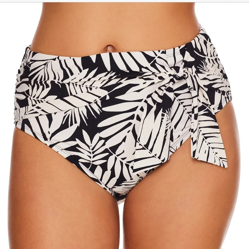 Bleu Rod Beattie Urban Oasis High-Waist Draped Side-Tie Bikini Bottom sz‎ 10 NWT